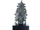 Archaistic Bronze Buddha Head Likely Tibetan with Skull on hat - Estate Fresh Austin
