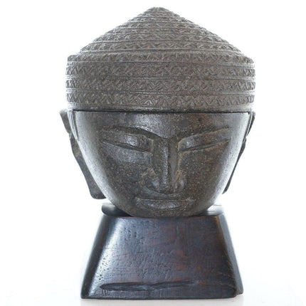 Archaistic Carved Schist Stone Buddha head offering box/censer - Estate Fresh Austin