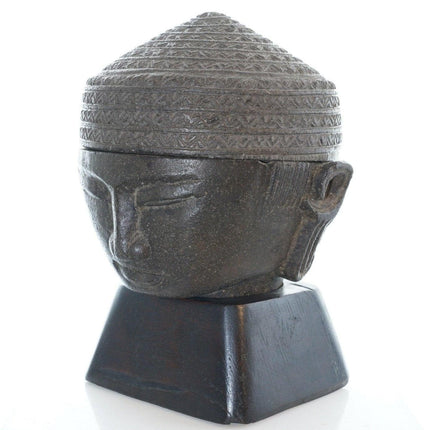 Archaistic Carved Schist Stone Buddha head offering box/censer - Estate Fresh Austin