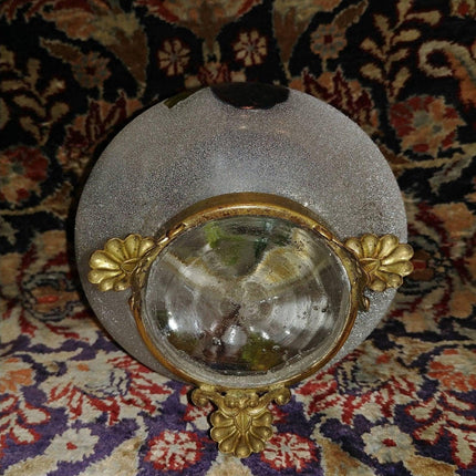 Art Glass Dresser Jar Coralene with hand painted berries Gold Accents with gilt - Estate Fresh Austin