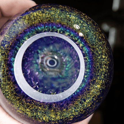 Art Glass Paperweight Eickholt fountain Vortex Magnum Dichroic Iridescent 4" - Estate Fresh Austin