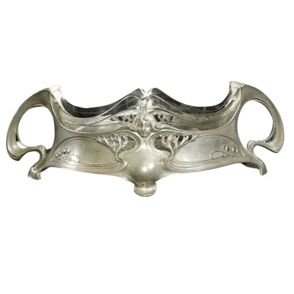 Art Nouveau pewter Centerpiece with Glass Insert WMF, liberty 16.5" wide - Estate Fresh Austin