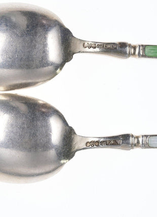 Art Nouveau Sterling finger bowl with two guilloche enamel demitasse spoons - Estate Fresh Austin