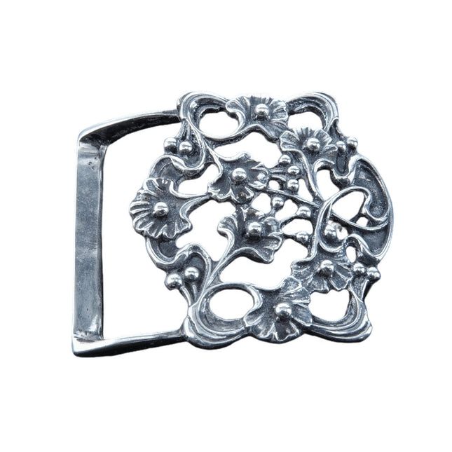 Art Nouveau Sterling Silver Belt Buckle - Estate Fresh Austin