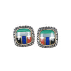 Asch Grossbardt 18k/Sterling Multi-stone inlay earrings c - Estate Fresh Austin