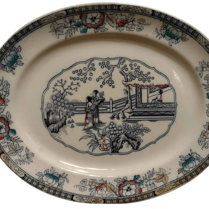 Ashworth Chinese Platter 16.375" x 13 1/8" chinoiserie Decoration Polychrome ena - Estate Fresh Austin