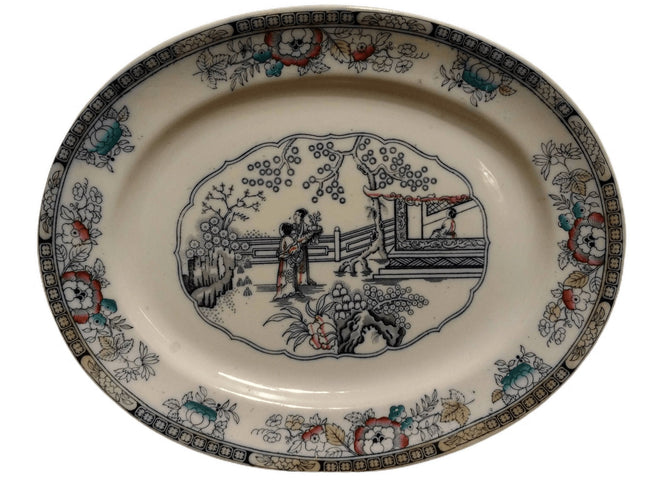 Ashworth Chinese Platter 16 3/8" x 13 1/8" chinoiserie Decoration Polychrome ena - Estate Fresh Austin