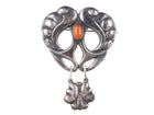 Atique Skonvirke 830 Silver Arts and crafts coral brooch pin - Estate Fresh Austin