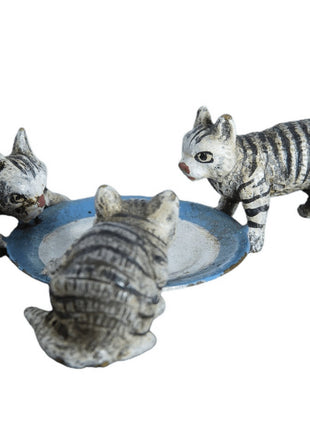 Austrian Cold Painted Bronze 3 Cats at Bowl - Estate Fresh Austin