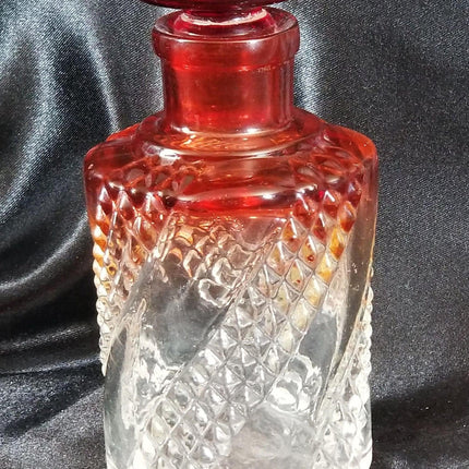 Baccarat Rose Tiente Rubina Glass Scent Bottle with enameled lid c.1890 - Estate Fresh Austin