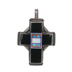 Benny and Valerie Aldrich sterling intarsia inlay cross pendant - Estate Fresh Austin