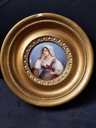 Berlin Porcelain Plaque Gypsy Portrait in Gilt Wood frame 19th century - Estate Fresh Austin