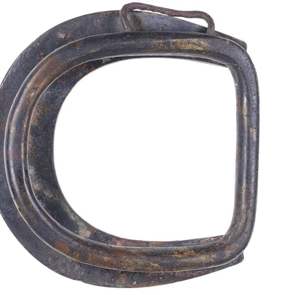 Big Antique Mexican Bronze Silver Overlay Horseshoe Form saddle buckle - Estate Fresh Austin