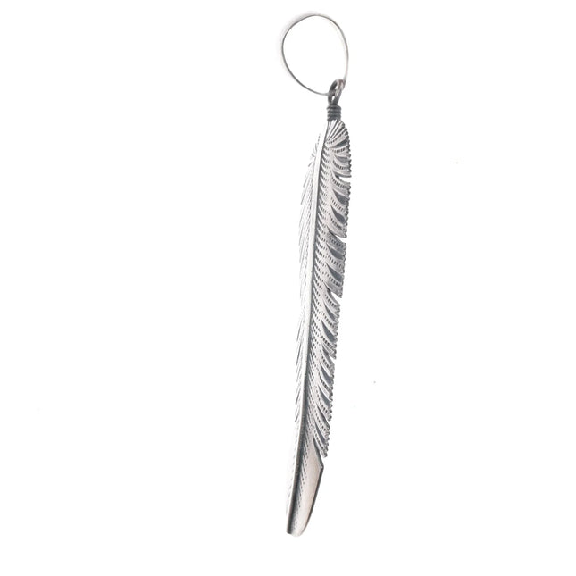 Big Jimmy Lee Navajo sterling feather pendant - Estate Fresh Austin