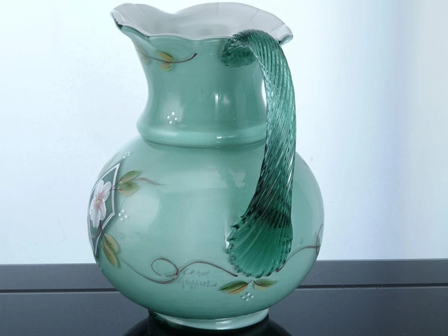 Bill Fenton Diamond Jubilee Green Cased glass pitcher - Estate Fresh Austin