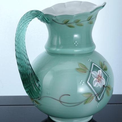 Bill Fenton Diamond Jubilee Green Cased glass pitcher - Estate Fresh Austin