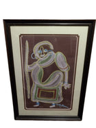 Billy Molokeng LISTED South African ARTIST Pastel Drawing Warrior with Spear - Estate Fresh Austin