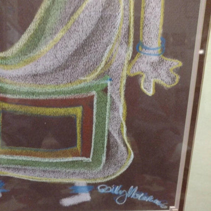 Billy Molokeng LISTED South African ARTIST Pastel Drawing Warrior with Spear - Estate Fresh Austin