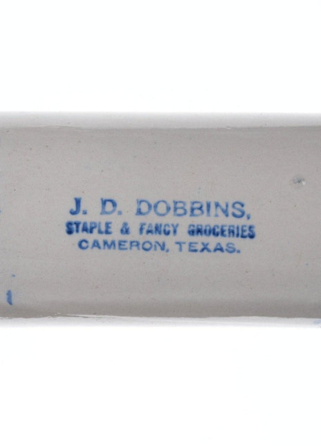 Blue and White Stoneware Cameron, Texas Advertising Rolling Pin c.1905 j.d. Robb - Estate Fresh Austin