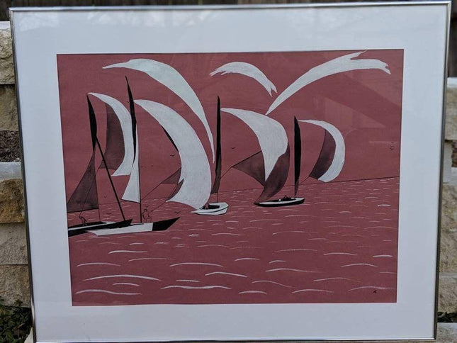 Boating to Windward Watercolor Amy Freeman Lee Listed Artist San Antonio, Texas - Estate Fresh Austin