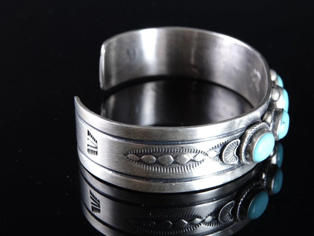 7" Bobby Johnson Navajo Sterling silver row cuff bracelet - Estate Fresh Austin