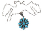 Bobby Johnson Navajo SterlingTurquoise cluster pendant on necklace - Estate Fresh Austin