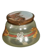 Bohemian Enameled glass With Reverse Painted Cologne Cathedral Lid Hinged Dresse - Estate Fresh Austin