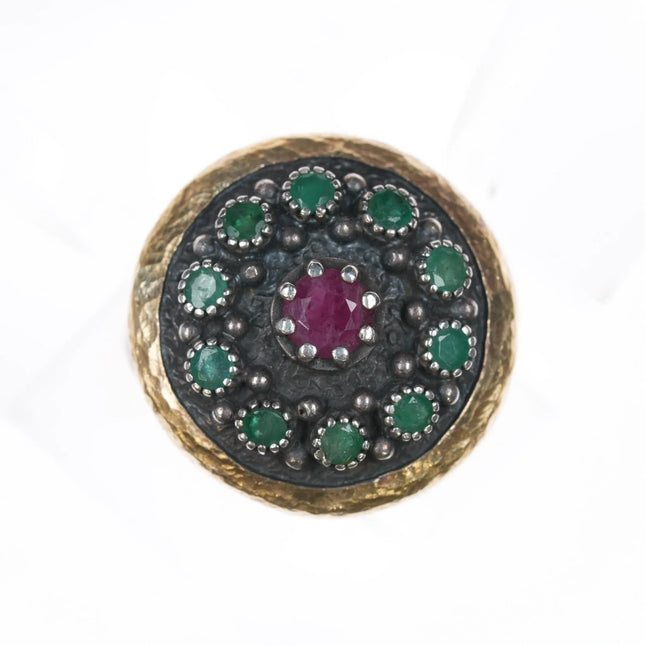Bora Yasar Sterling/22k gold Ruby Emerald ring - Estate Fresh Austin