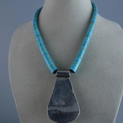 Brihilda Crispin Coriz Santo Domingo Pueblo Heishi Turquoise Sterling Silver Nec - Estate Fresh Austin