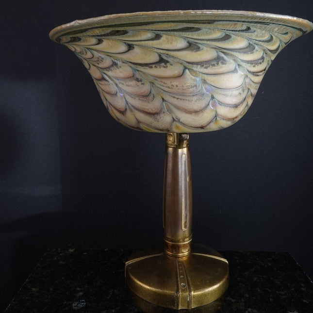 Bronze Dore Art Glass Footed Centerpiece - Estate Fresh Austin