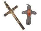 Bronze mounted wood cross pendant with Polish sterling/baltic amber modernist pe - Estate Fresh Austin