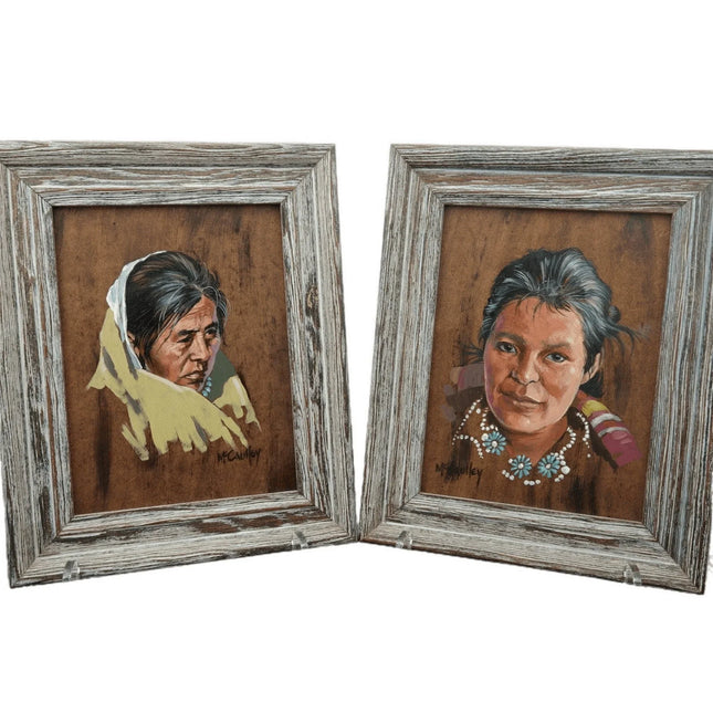 Bud McCaulley(1932-2014) Listed Texas Artist Native American Portrait Oil on Bo - Estate Fresh Austin