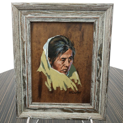 Bud McCaulley(1932-2014) Listed Texas Artist Native American Portrait Oil on Bo - Estate Fresh Austin