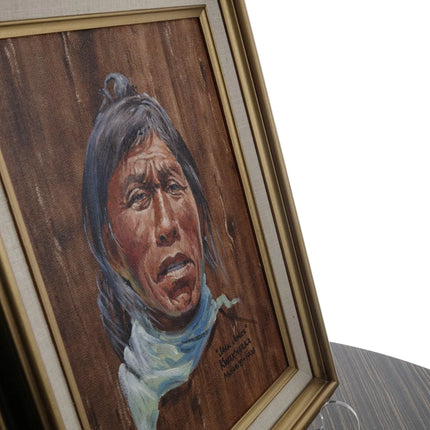 Bud McCaulley(1932-2014) Listed Texas Artist Native American Portrait Oil on Ca - Estate Fresh Austin