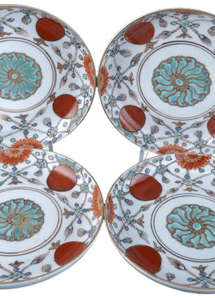 Buddha's Necklace pattern Famille rose saucers (4) - Estate Fresh Austin