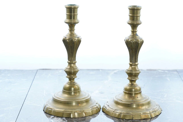 c1730 18th Century Brass Candlesticks - Estate Fresh Austin