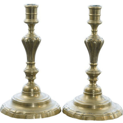 c1730 18th Century Brass Candlesticks - Estate Fresh Austin