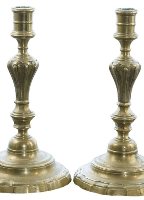 c1730 18th Century Brass Candlesticks - Estate Fresh Austin