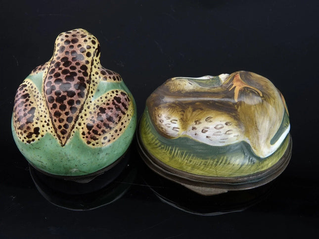 c1750's Battersea box Frog and Deer 18th century british enamel boxes - Estate Fresh Austin