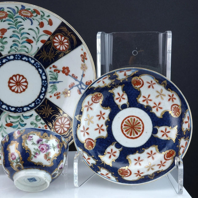 c1765 Royal Worcester Dr Wall period 3 pieces cup, Saucer, and soup bowl mixed p - Estate Fresh Austin