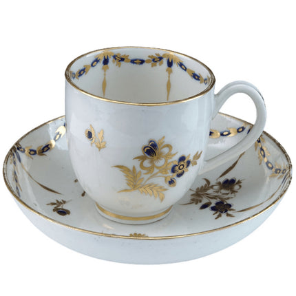 c1785 Royal Worcester Flight period Cup and Saucer - Estate Fresh Austin