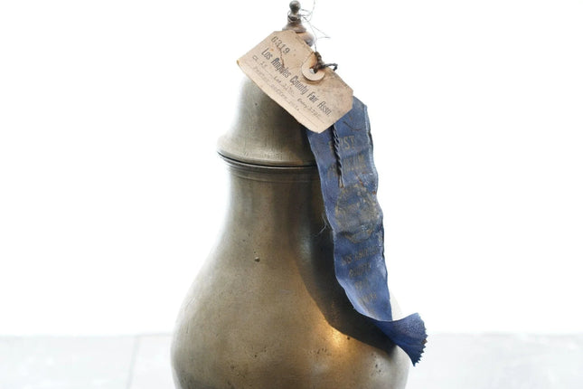 c1790 Pewter Coffee Urn Los Angeles County Fair Ribbon - Estate Fresh Austin