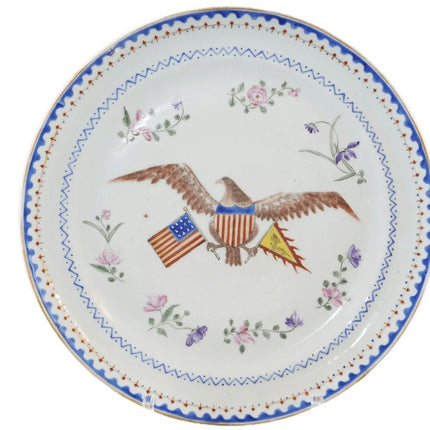 c1800 Chinese Export for American Market Patriotic plate with Great seal and Chi - Estate Fresh Austin