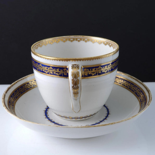c1800 Crown Derby Puce mark Cup and saucer cobalt and gold hand painted - Estate Fresh Austin