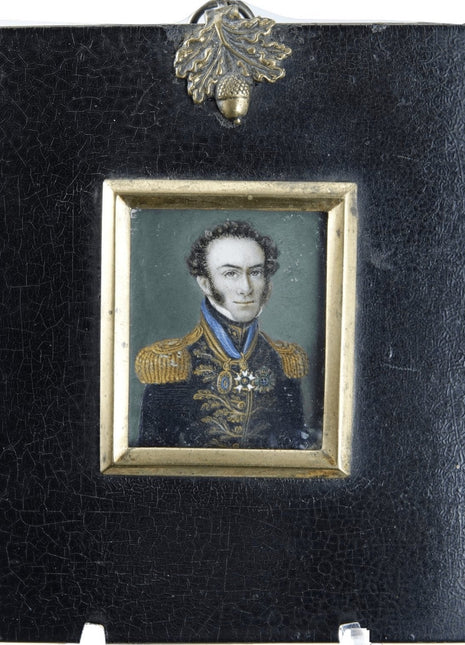 c1800 Portrait Miniature of Prussian Officer in Original frame - Estate Fresh Austin