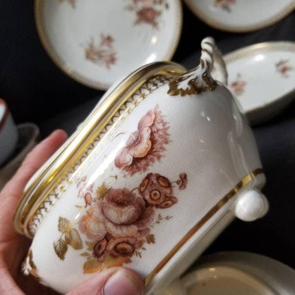 C.1810 Derby Porcelain Hand Painted Gold and Florals Lot 9pc - Estate Fresh Austin