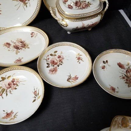 C.1810 Derby Porcelain Hand Painted Gold and Florals Lot 9pc - Estate Fresh Austin