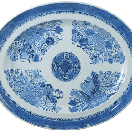 c1820 Antique Chinese Fitzhugh Blue underglaze decorated porcelain platter - Estate Fresh Austin