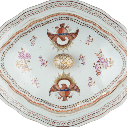 c1820 Chinese Export porcelain US American Market Patriotic Eagle covered bowl - Estate Fresh Austin