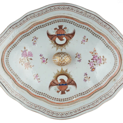 c1820 Chinese Export porcelain US American Market Patriotic Eagle covered bowl - Estate Fresh Austin